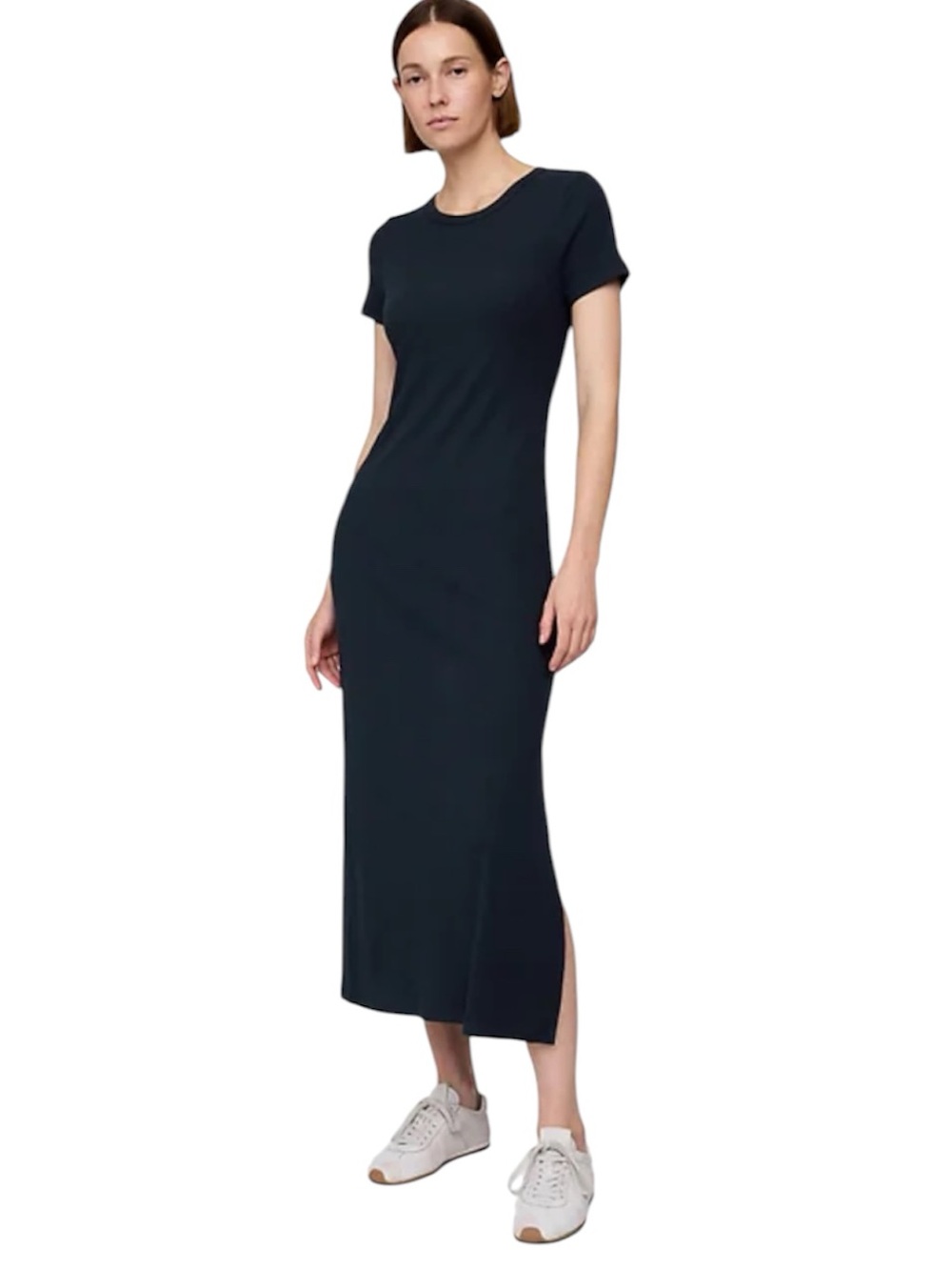 Gap Modern Rib Maxi T-Shirt Dress Black Size Medium Tall NWOT